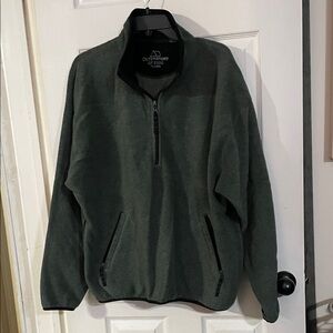 Men's Dark Green 1/4 Zip-Up Fleece Pullover. Size L